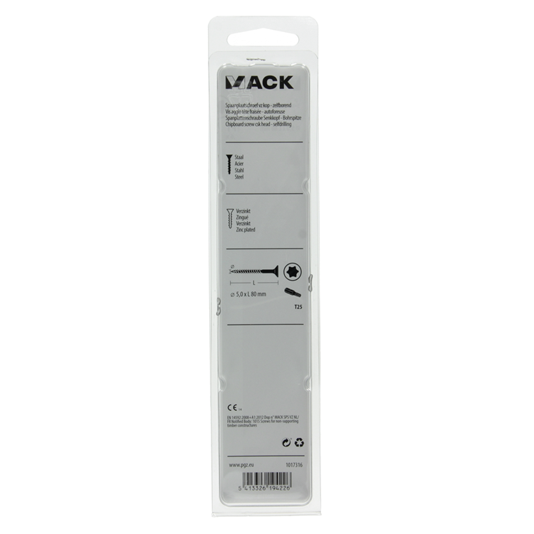 Mack 1017316 - spainplschr.vzkop-automontaje chapado en amarillo 6 piezas 5,0 x 80 mm | 5 piezas