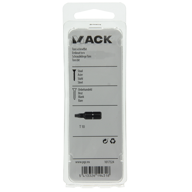 Mack 1017324 - punta torx acero sin tratar 2 piezas t 10 | 10 piezas