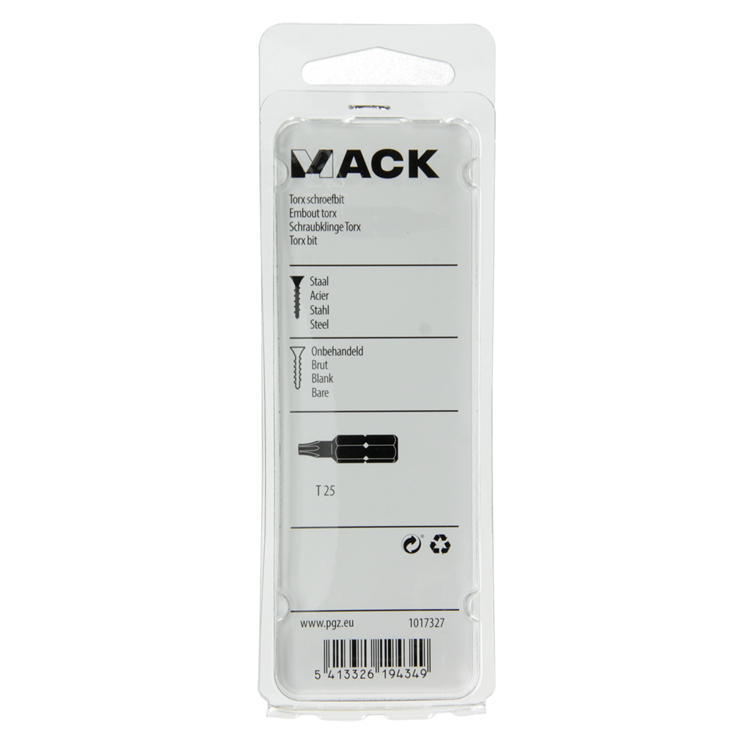 Mack 1017327 - punta torx acero sin tratar 2 piezas t 25 | 10 piezas