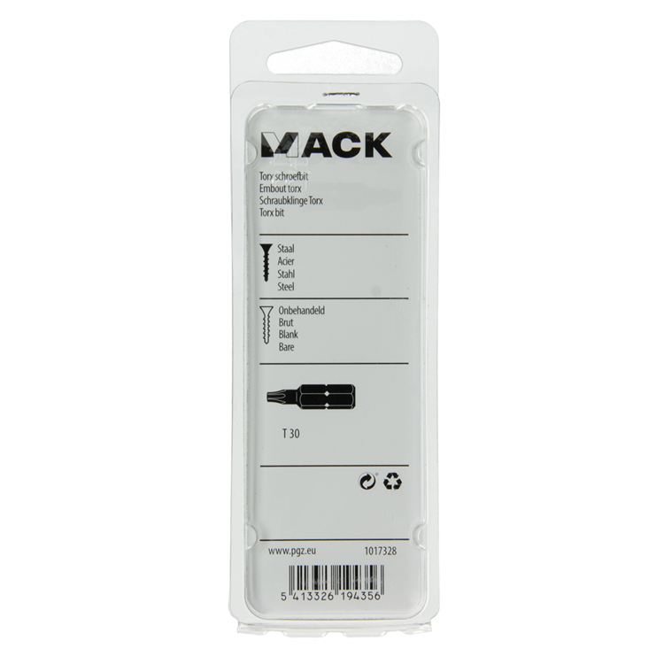 Mack 1017328 - punta torx acero sin tratar 2 piezas t 30 | 10 piezas