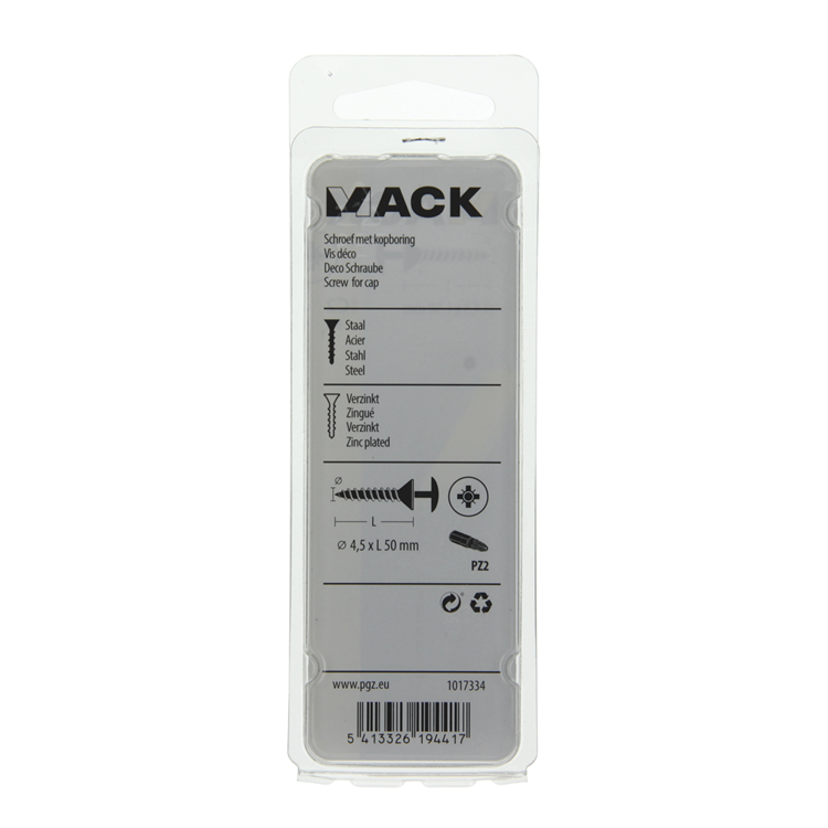 Mack 1017334 - tornillo con cabeza, acero galvanizado. 8 piezas 4,5 x 50 mm | 10 piezas