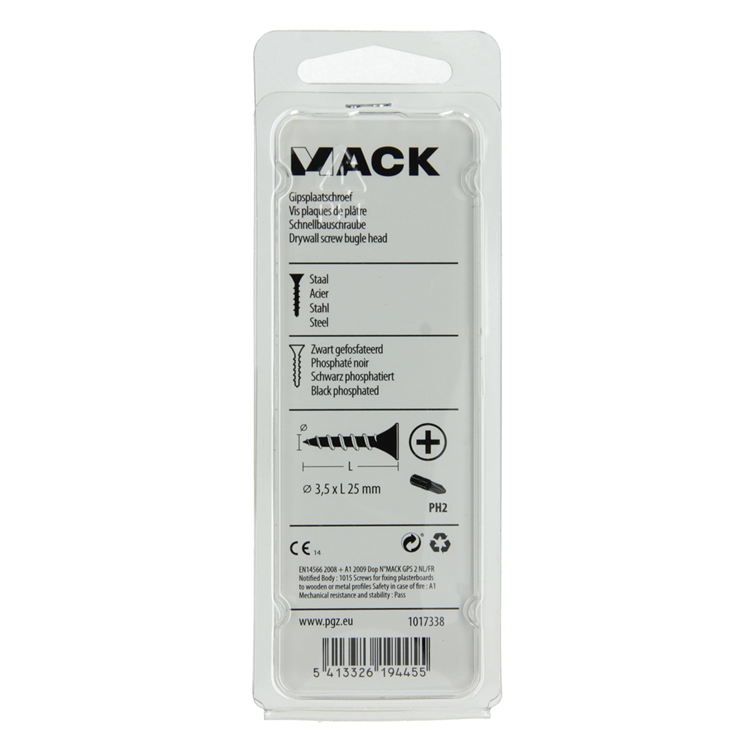 Mack 1017338 - tornillo para placas de yeso fosfatado negro. 30 piezas 3,5 x 25 mm | 10 piezas