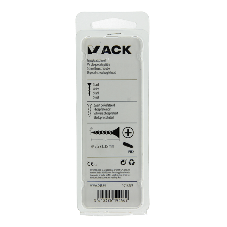 Mack 1017339 - tornillo para placas de yeso fosfatado negro. 25 piezas 3,5 x 35 mm | 10 piezas