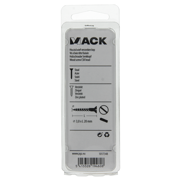 Mack 1017348 - tornillo para madera cabeza avellanada galvanizado 28 piezas 3,0 x 20 mm | 10 piezas
