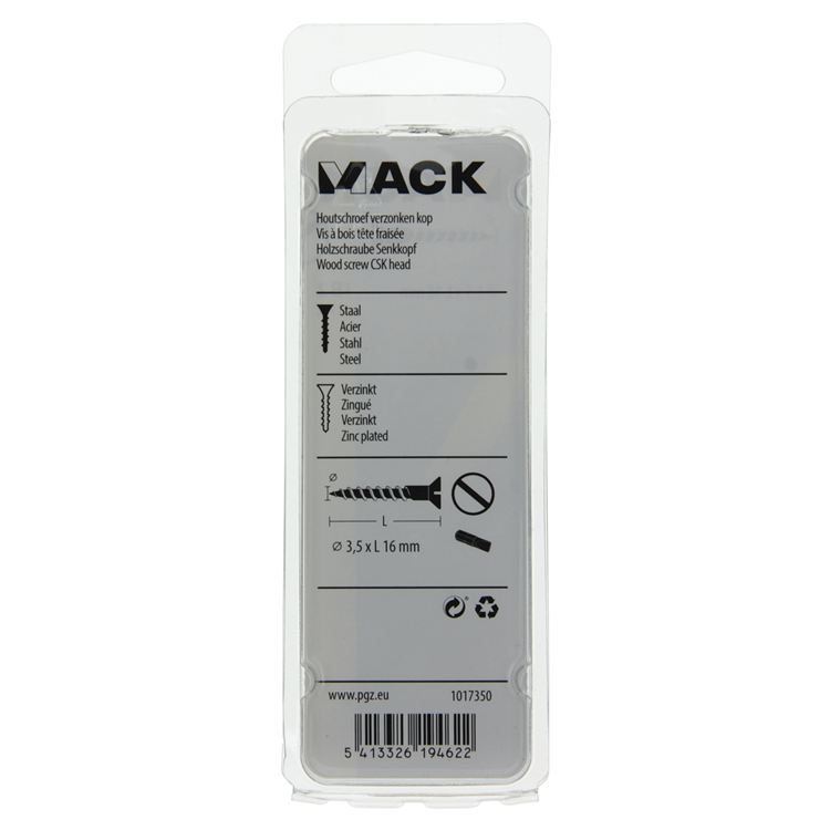 Mack 1017350 - tornillo para madera cabeza avellanada galvanizado 27 piezas 3,5 x 16 mm | 10 piezas