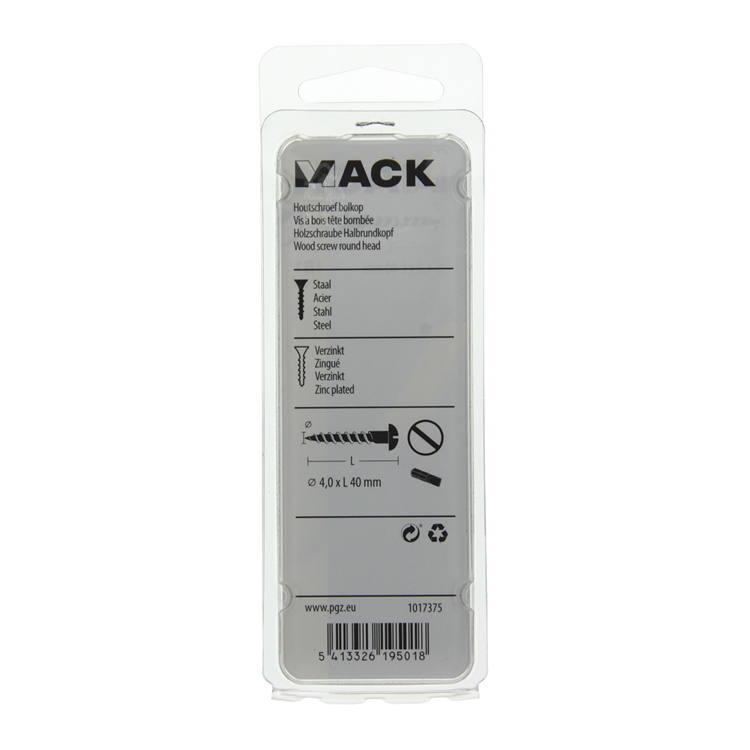 Mack 1017375 - tornillo para madera cabeza troncocónica acero galvanizado 10 piezas 4,0 x 40 mm | 10 piezas