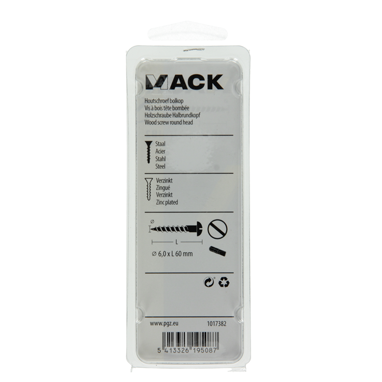 Mack 1017382 - tornillo para madera cabeza troncocónica acero galvanizado 4 piezas 6,0 x 60 mm | 10 piezas