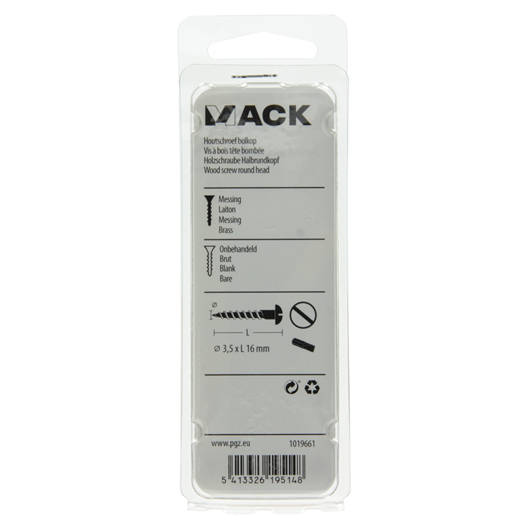 Mack 1019661 - tornillo para madera cabeza plana latón 10 piezas 3,5 x 16 mm | 10 piezas