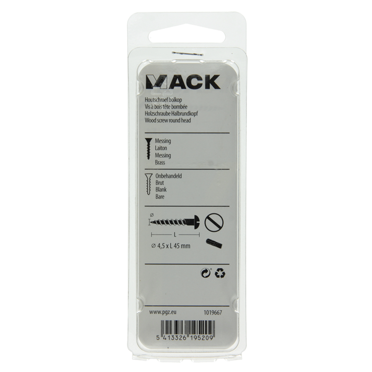 Mack 1019667 - tornillo para madera cabeza plana latón 4 piezas 4,5 x 45 mm | 10 piezas