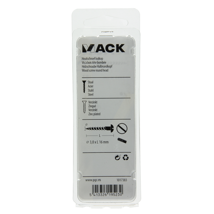 Mack 1017383 - tornillo para madera cabeza troncocónica galvanizado negro 20 piezas 3,0 x 16 mm | 10 piezas