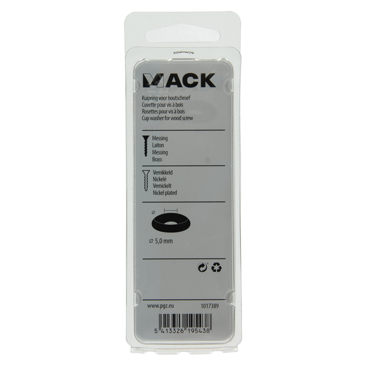 Mack 1017389 - anillo de carenado para tornillos para madera. vern. 8 piezas de 5,0 mm | 10 piezas