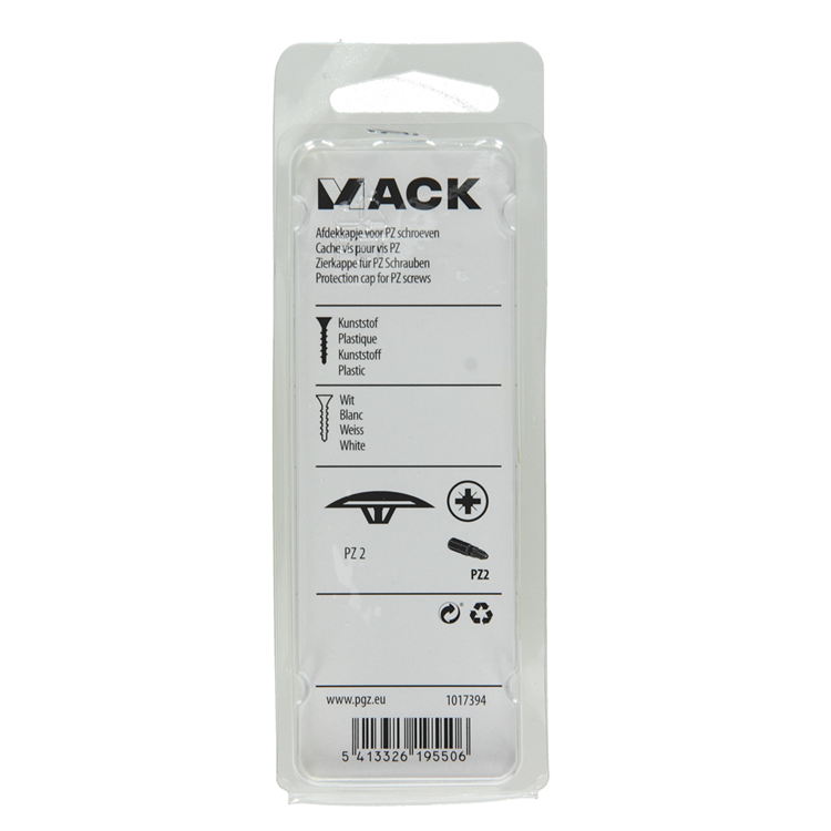 Mack 1017394 - tapa para tornillo pz plastico blanco 40 uds pz 2 | 10 piezas