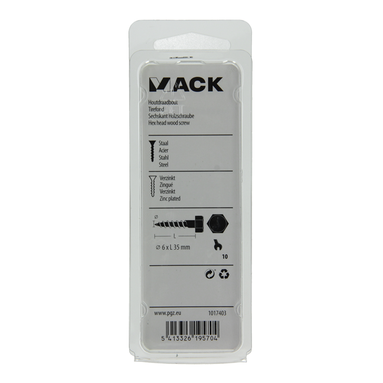 Mack 1017403 - perno roscado para madera acero galvanizado 11 piezas 6 x 35 mm | 10 piezas