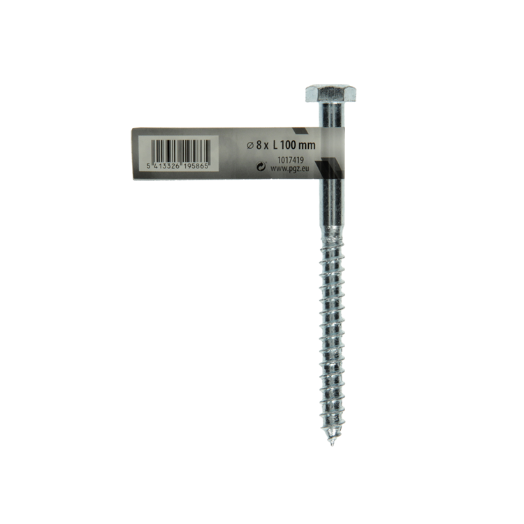 Mack 1017419 - perno rosca madera acero galvanizado 1 ud 8 x 100 mm | 10 piezas