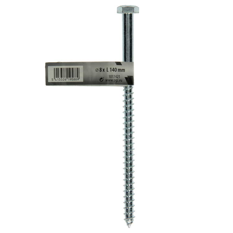 Mack 1017421 - perno rosca madera acero galvanizado 1 ud 8 x 140 mm | 10 piezas