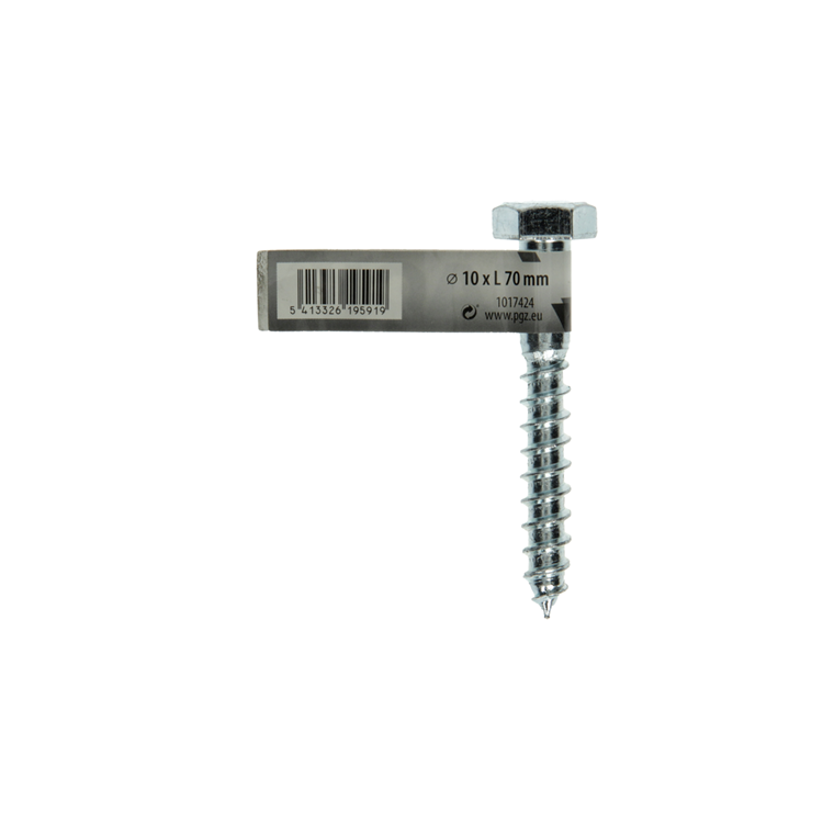 Mack 1017424 - perno rosca madera acero galvanizado 1 ud 10 x 70 mm | 10 piezas