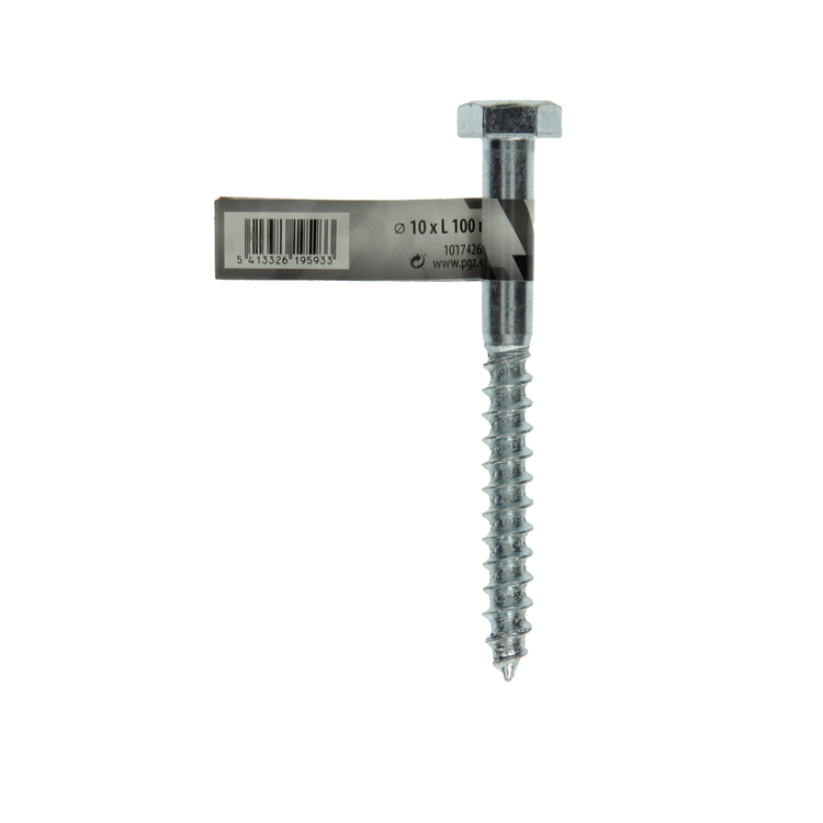 Mack 1017426 - perno rosca madera acero galvanizado 1 ud 10 x 100 mm | 10 piezas