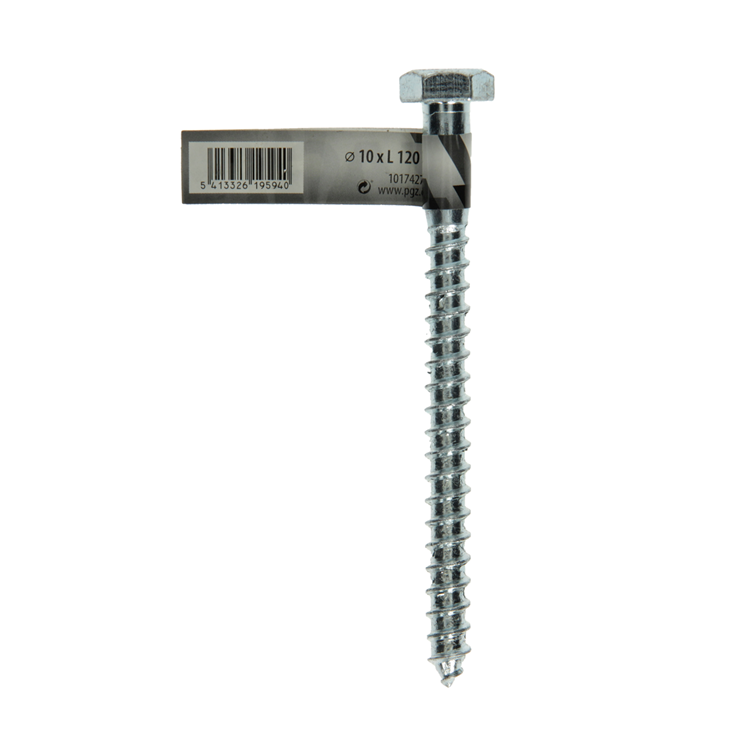 Mack 1017427 - perno rosca madera acero galvanizado 1 ud 10 x 120 mm | 10 piezas