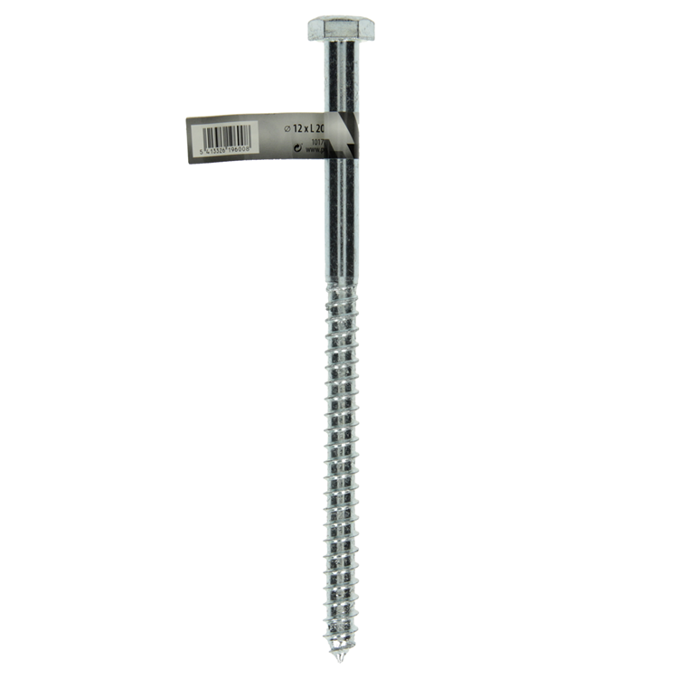 Mack 1017433 - perno rosca madera acero galvanizado 1 ud 12 x 200 mm | 10 piezas