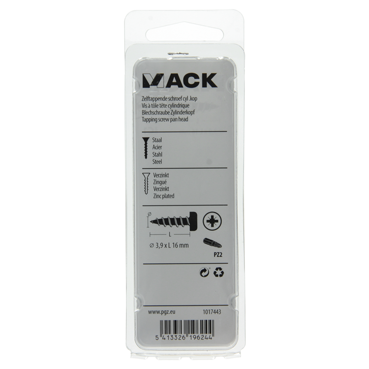 Mack 1017443 - tornillo autorroscante culata galv. 24 piezas 3,9 x 16 mm | 10 piezas