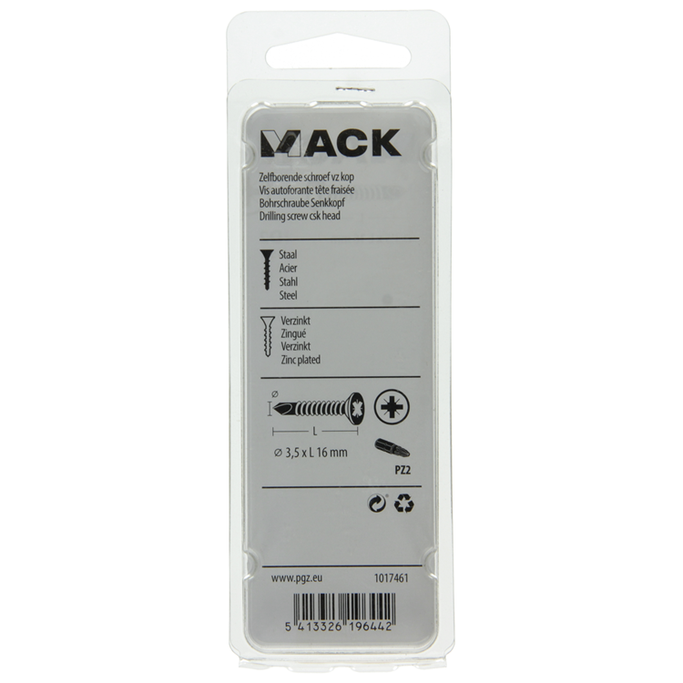 Mack 1017461 - tornillo autoperforante con cabeza galvanizada. 35 piezas 3,5 x 16 mm | 10 piezas