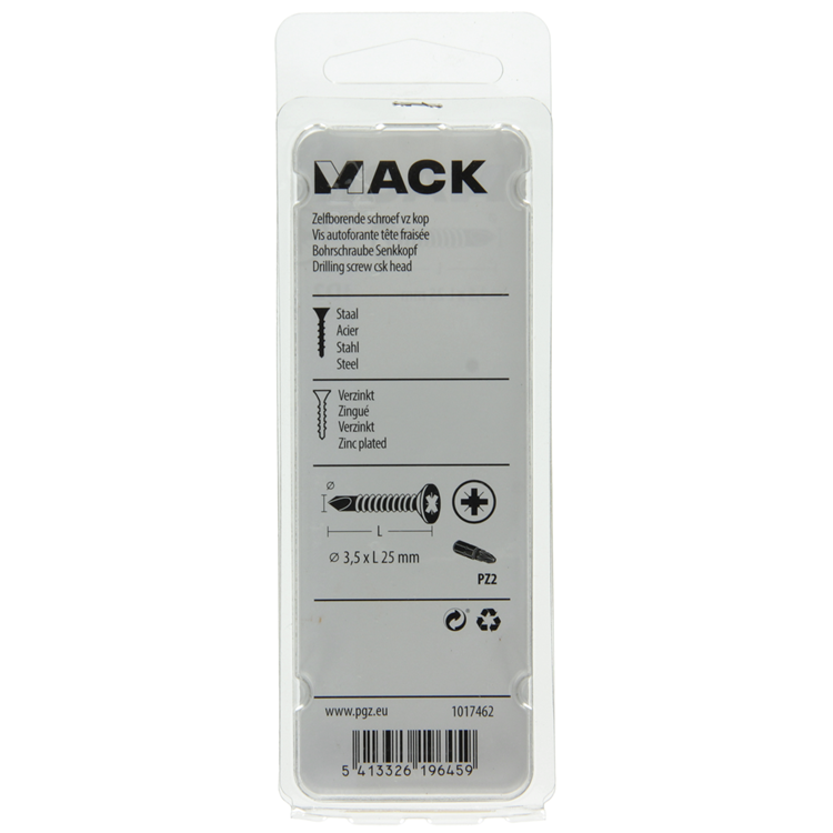 Mack 1017462 - tornillo autoperforante con cabeza galvanizada. 30 piezas 3,5 x 25 mm | 10 piezas