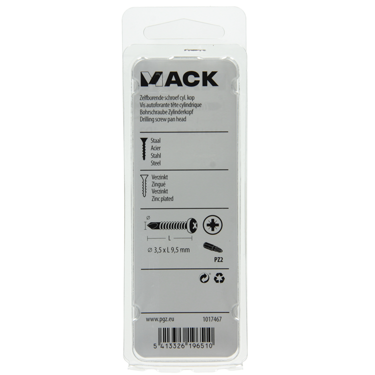 Mack 1017467 - tornillo autoperforante cil. condición de cabeza 40 piezas de 3,5 x 9,5 mm | 10 piezas