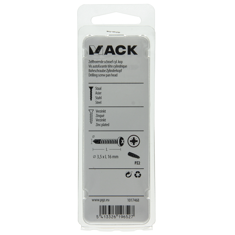 Mack 1017468 - tornillo autoperforante cil. condición de cabeza 35 piezas 3,5 x 16 mm | 10 piezas