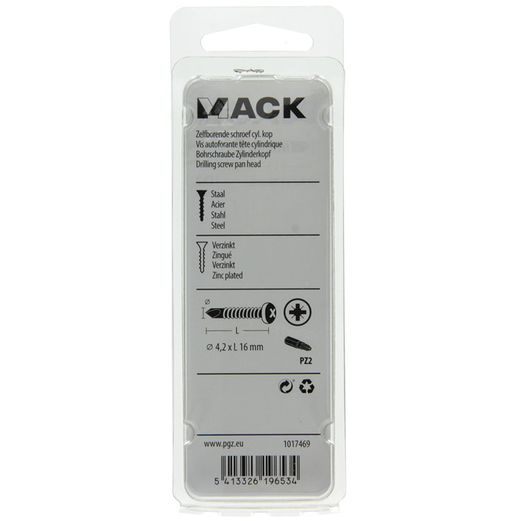 Mack 1017469 - tornillo autoperforante cil. condición de cabeza 28 piezas 4,2 x 16 mm | 10 piezas
