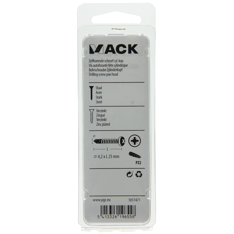 Mack 1017471 - tornillo autoperforante cil. condición de cabeza 24 piezas 4,2 x 25 mm | 10 piezas