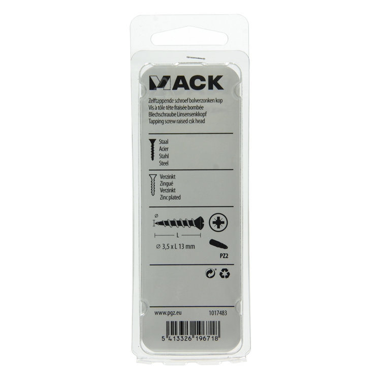 Mack 1017483 - tornillo autorroscante bvk chapado 30 piezas 3,5 x 13 mm | 10 piezas