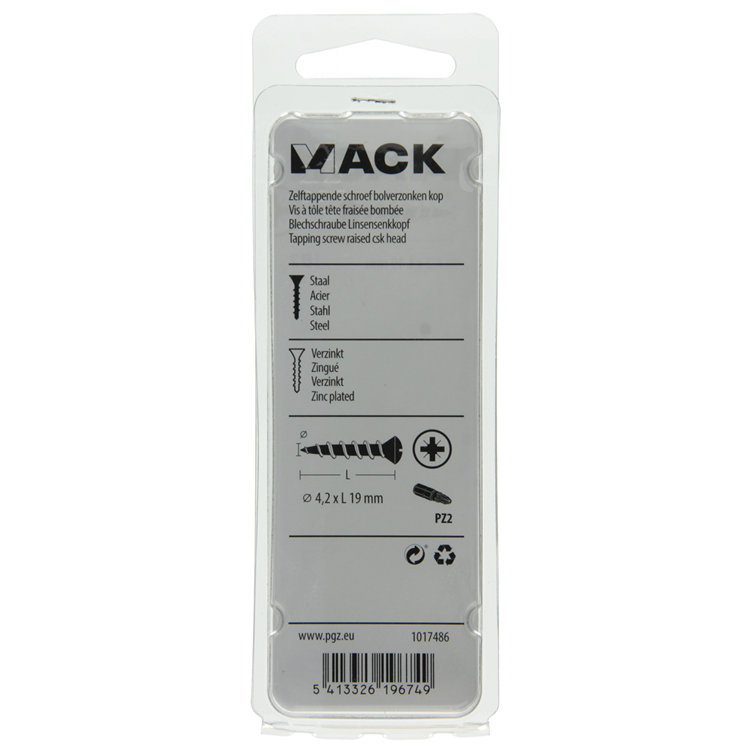 Mack 1017486 - tornillo autorroscante bvk galvanizado 18 piezas 4,2 x 19 mm | 10 piezas