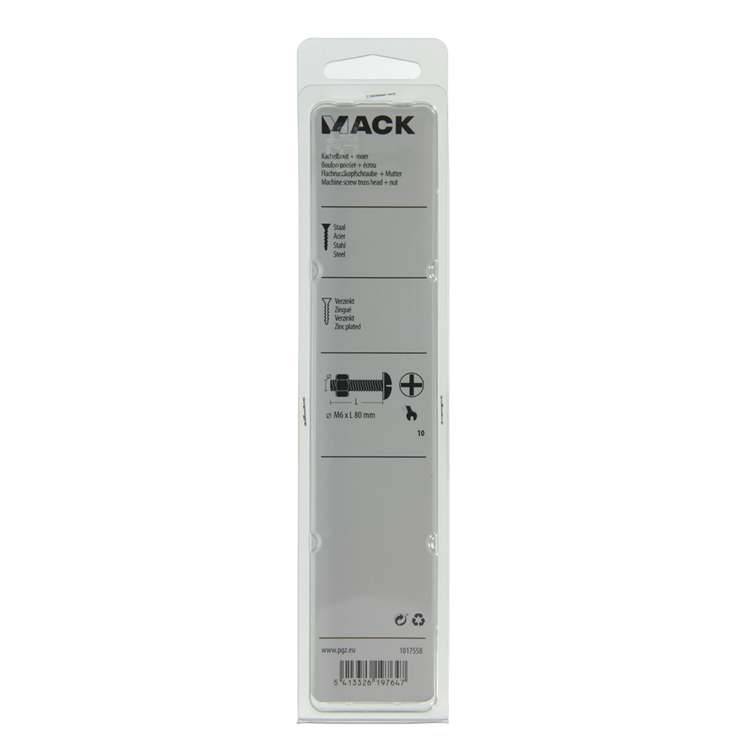 Mack 1017558 - perno calentador + tuerca acero galvanizado 4 piezas m6 x 80 mm | 5 piezas