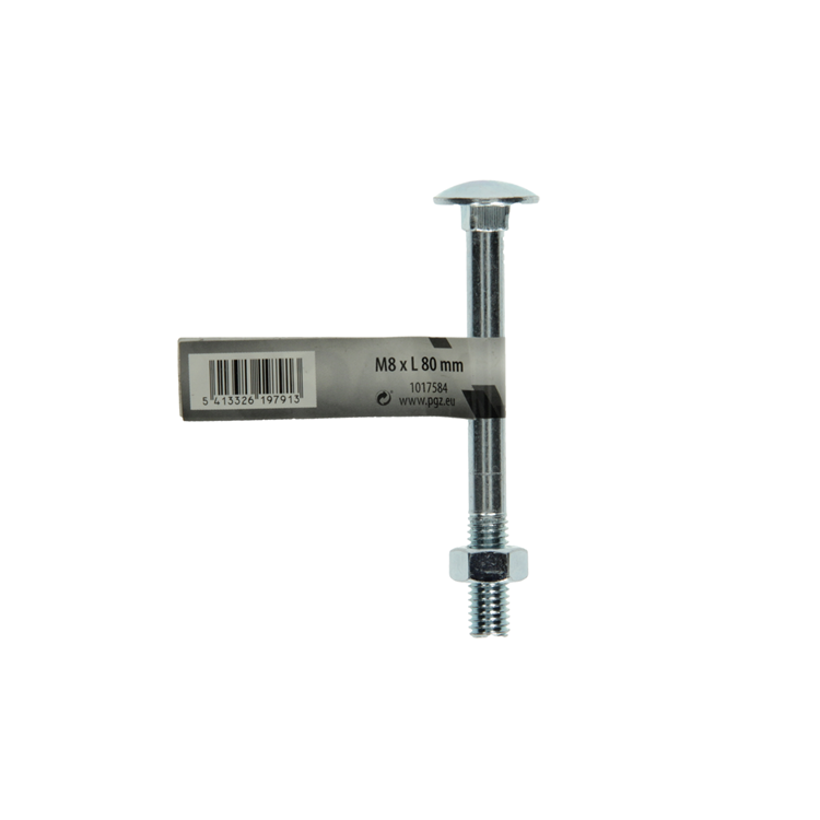 Mack 1017584 - perno madera + tuerca acero galvanizado 1 ud m8 x 80 mm | 10 piezas