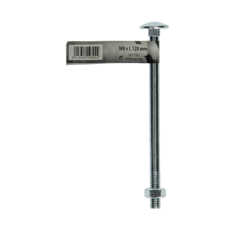 Mack 1017587 - perno madera + tuerca acero galvanizado 1 ud m8 x 120 mm | 10 piezas