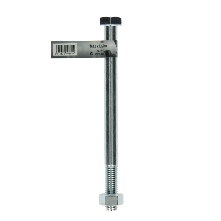 Mack 1017637 - perno mecanico + tuerca acero galvanizado 1 ud m12 x 160 mm | 10 piezas
