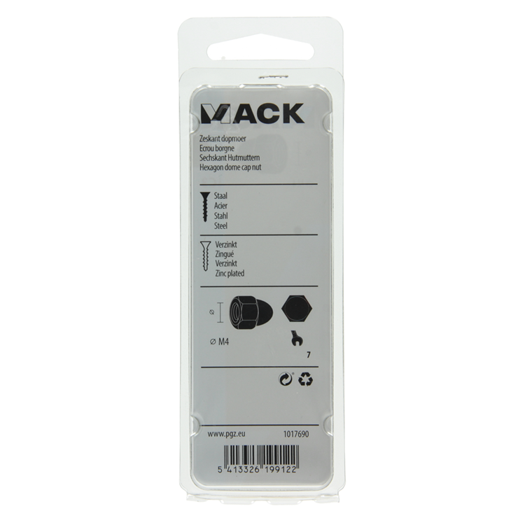 Mack 1017690 - tuerca ciega hexagonal acero galvanizado 10 piezas m4 | 10 piezas