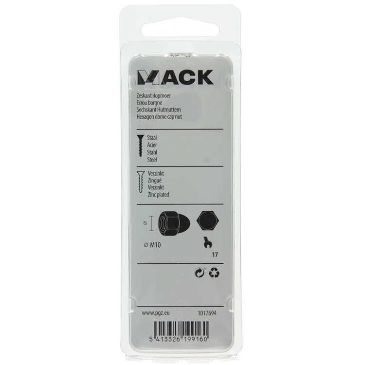 Mack 1017694 - tuerca ciega hexagonal acero galvanizado 2 piezas m10 | 10 piezas
