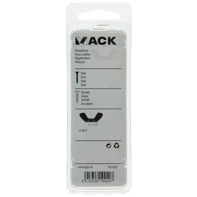 Mack 1017697 - tuerca de mariposa acero galvanizado 6 piezas m5 | 10 piezas