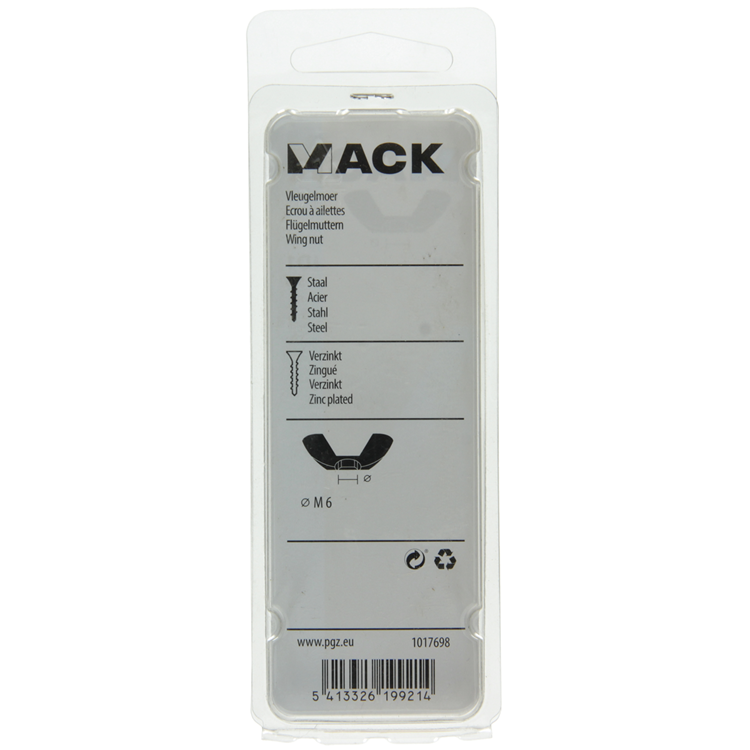 Mack 1017698 - tuerca de mariposa acero galvanizado 5 piezas m6 | 10 piezas