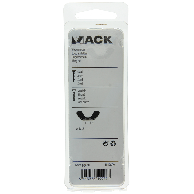 Mack 1017699 - tuerca de mariposa acero galvanizado 4 piezas m8 | 10 piezas