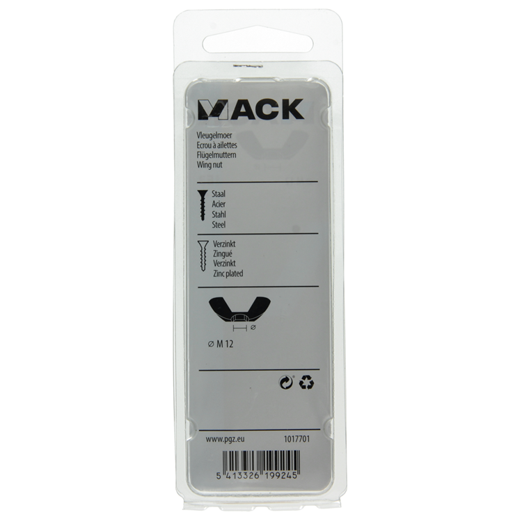 Mack 1017701 - tuerca de mariposa acero galvanizado 2 piezas m12 | 5 piezas