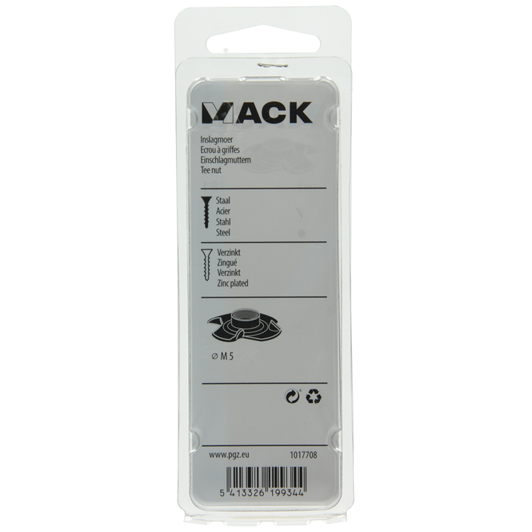 Mack 1017708 - tuerca de impacto acero galvanizado 4 piezas m5 | 10 piezas