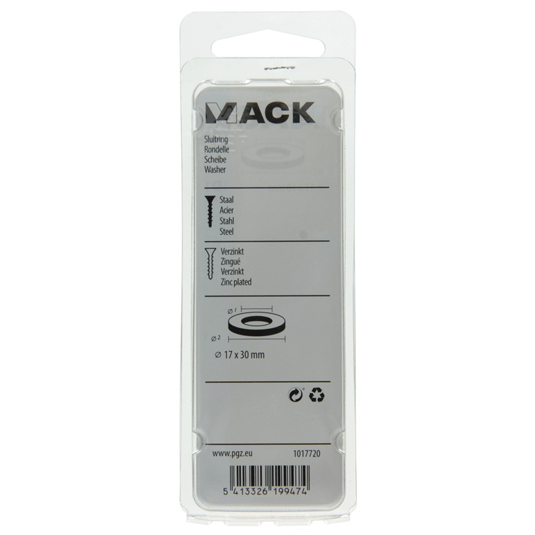 Mack 1017720 - arandela acero galvanizado 6 piezas 17 x 30 mm | 10 piezas
