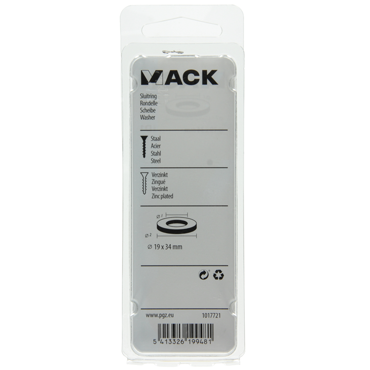 Mack 1017721 - arandela acero galvanizado 5 piezas 19 x 34 mm | 10 piezas