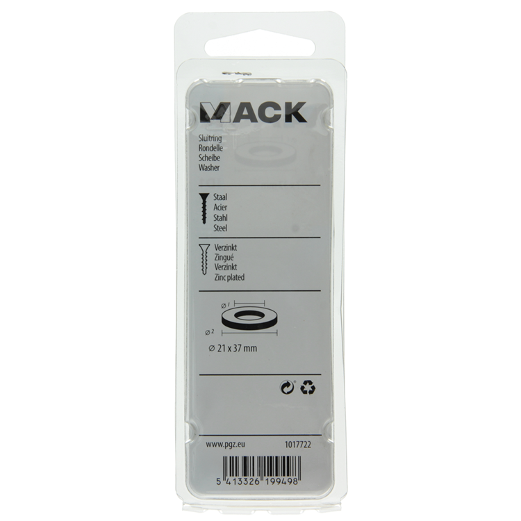 Mack 1017722 - arandela acero galvanizado 4 piezas 21 x 37 mm | 10 piezas