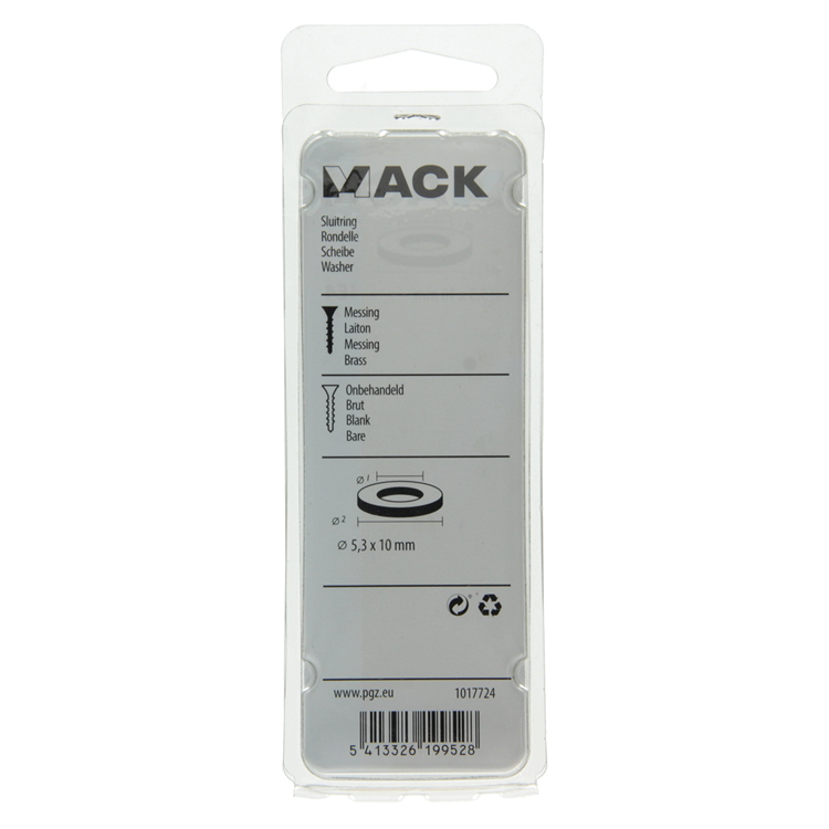 Mack 1017724 - arandela latón 12 piezas 5,3 x 10 mm | 10 piezas