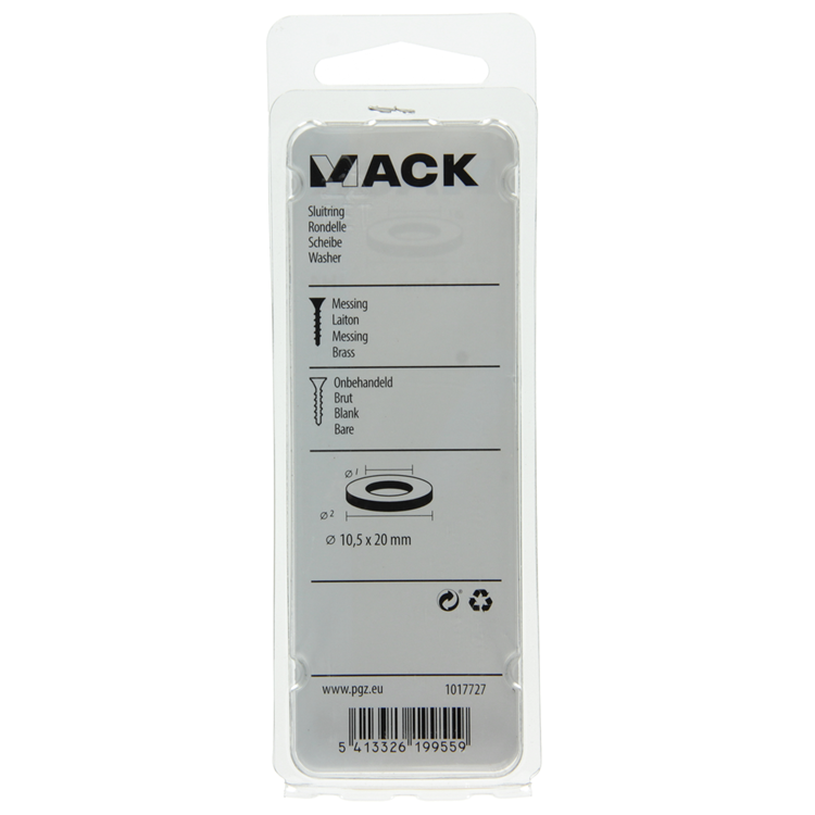 Mack 1017727 - arandela latón 3 piezas 10,5 x 20 mm | 10 piezas