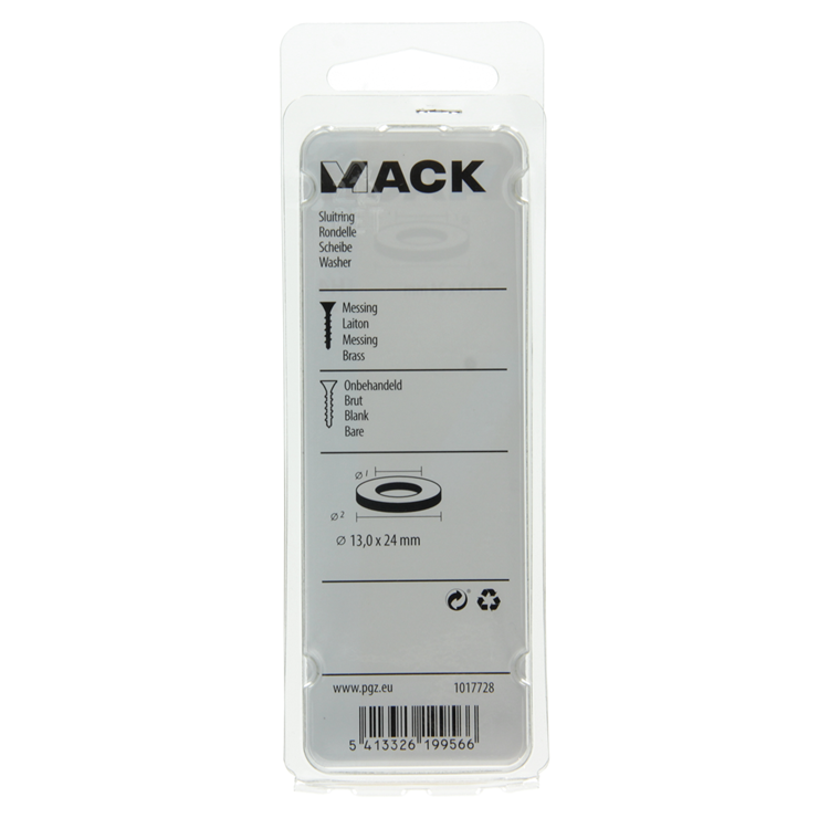 Mack 1017728 - arandela latón 2 piezas 13,0 x 24 mm | 10 piezas