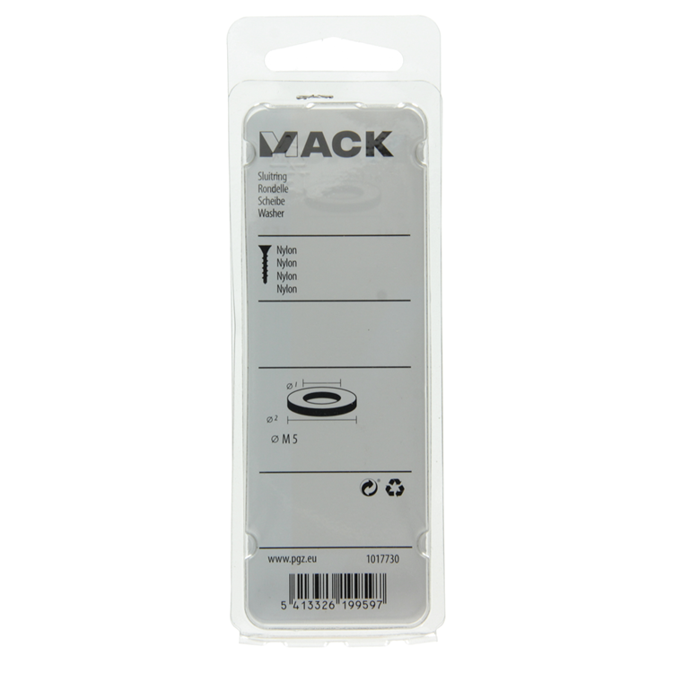 Mack 1017730 - arandela nailon 10 piezas m5 | 10 piezas